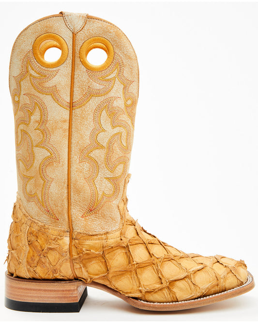 Men's Exotic Pirarucu Western Boots - Broad Square Toe