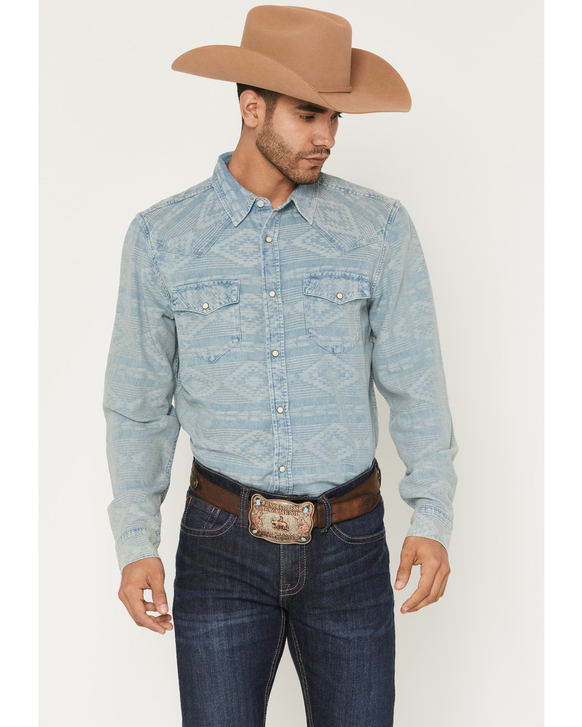 Men's Marley Tonal Southwestern Long Sleeve Snap Denim West