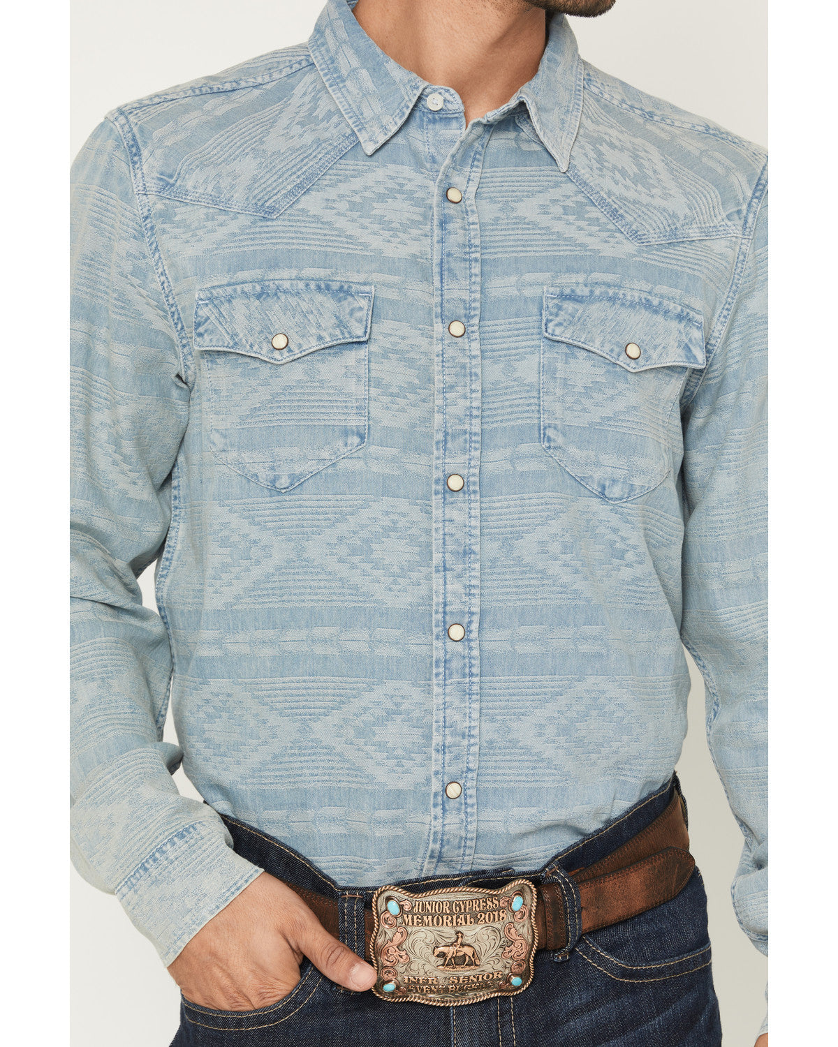 Men's Marley Tonal Southwestern Long Sleeve Snap Denim West
