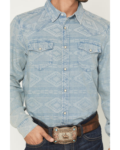 Men's Marley Tonal Southwestern Long Sleeve Snap Denim West