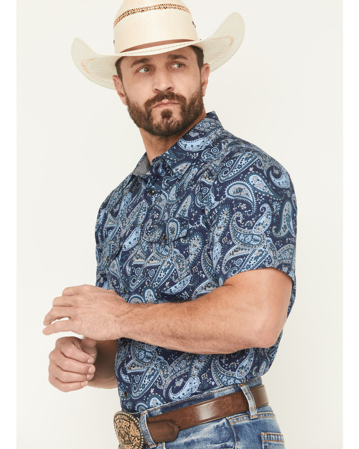 Men's Westward Paisley Print Short Sleeve Snap Western Shir