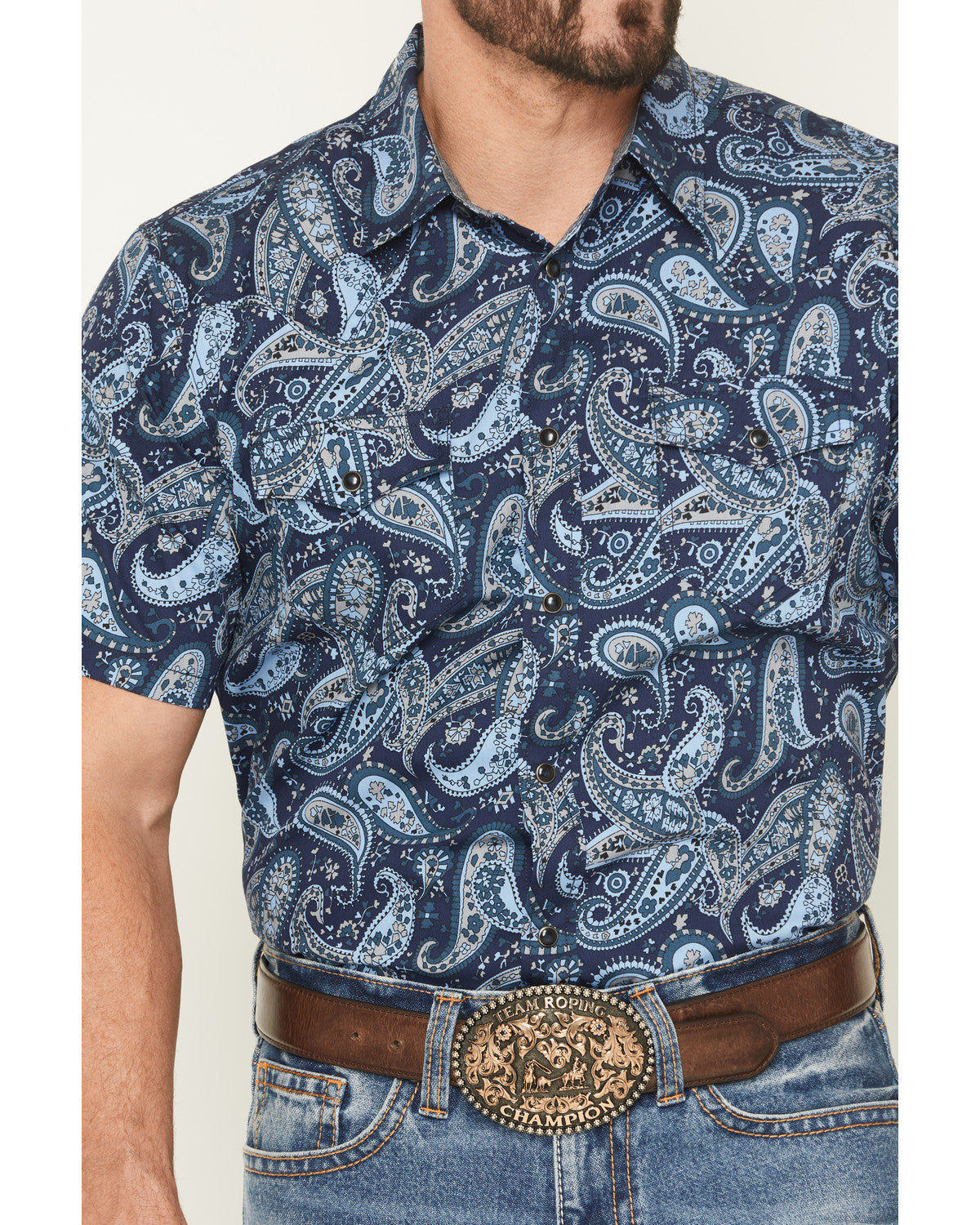 Men's Westward Paisley Print Short Sleeve Snap Western Shir