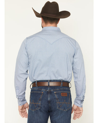 Men's Coastal Cowboy Micro Geo Print Long Sleeve Snap Weste