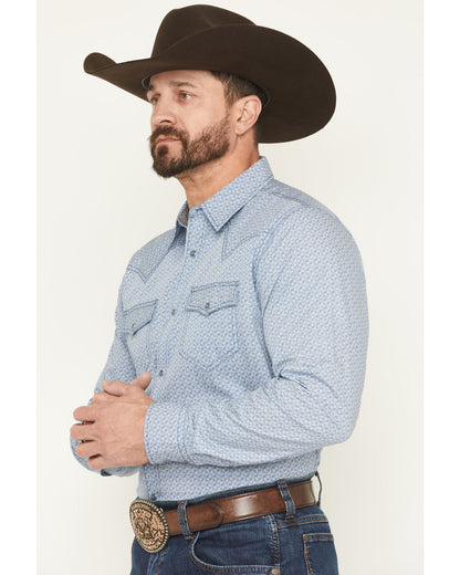 Men's Coastal Cowboy Micro Geo Print Long Sleeve Snap Weste