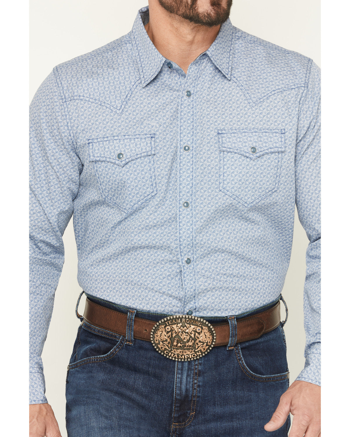 Men's Coastal Cowboy Micro Geo Print Long Sleeve Snap Weste