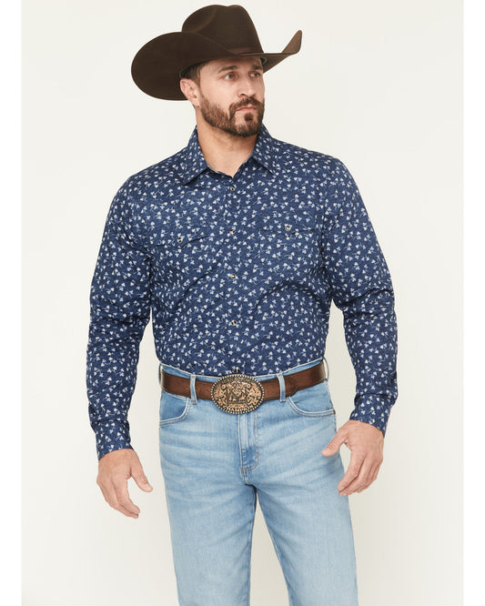 Men's Tidal Wave Micro Floral Print Long Sleeve Snap Wester