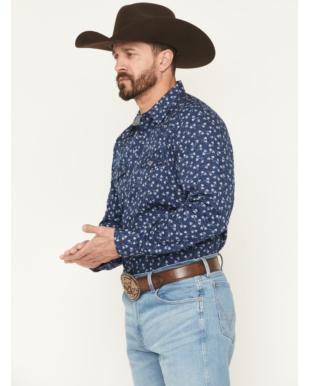 Men's Tidal Wave Micro Floral Print Long Sleeve Snap Wester