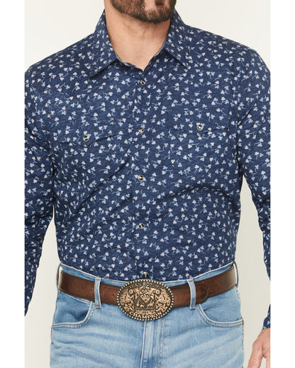 Men's Tidal Wave Micro Floral Print Long Sleeve Snap Wester