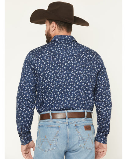 Men's Tidal Wave Micro Floral Print Long Sleeve Snap Wester