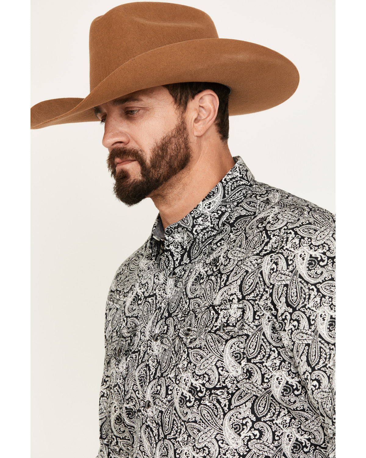 Men's Mamba Paisley Print Long Sleeve Western Snap Shirt -