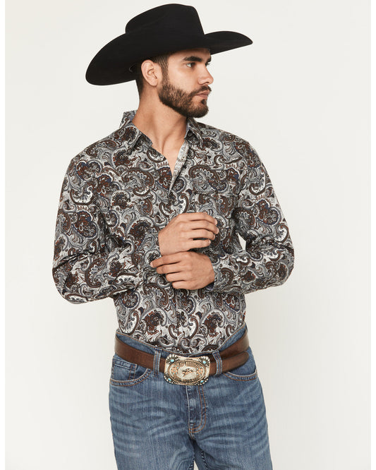 Men's Colorado Ridge Paisley Print Long Sleeve Snap Western