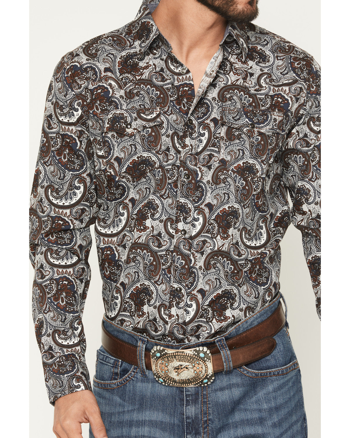 Men's Colorado Ridge Paisley Print Long Sleeve Snap Western