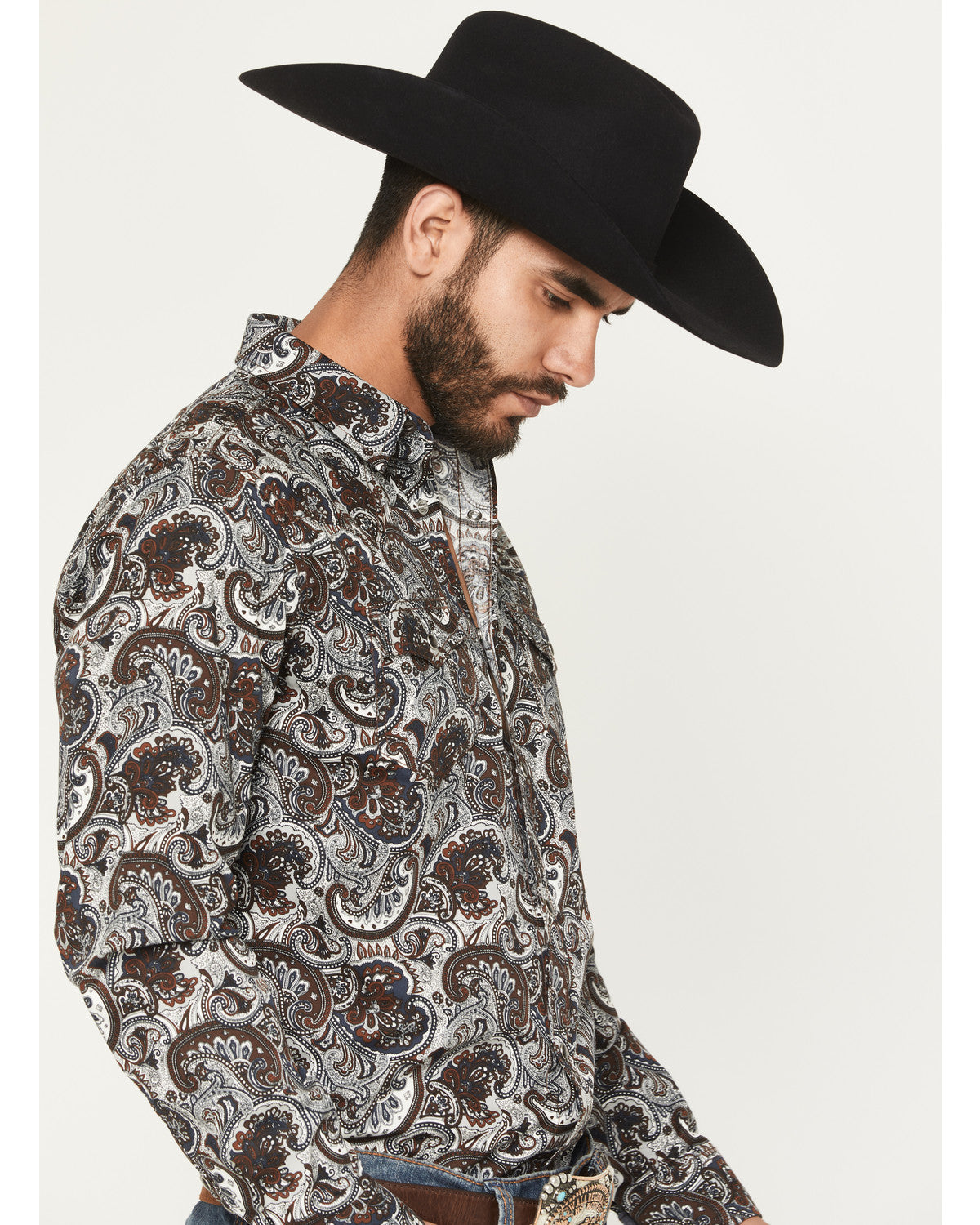 Men's Colorado Ridge Paisley Print Long Sleeve Snap Western