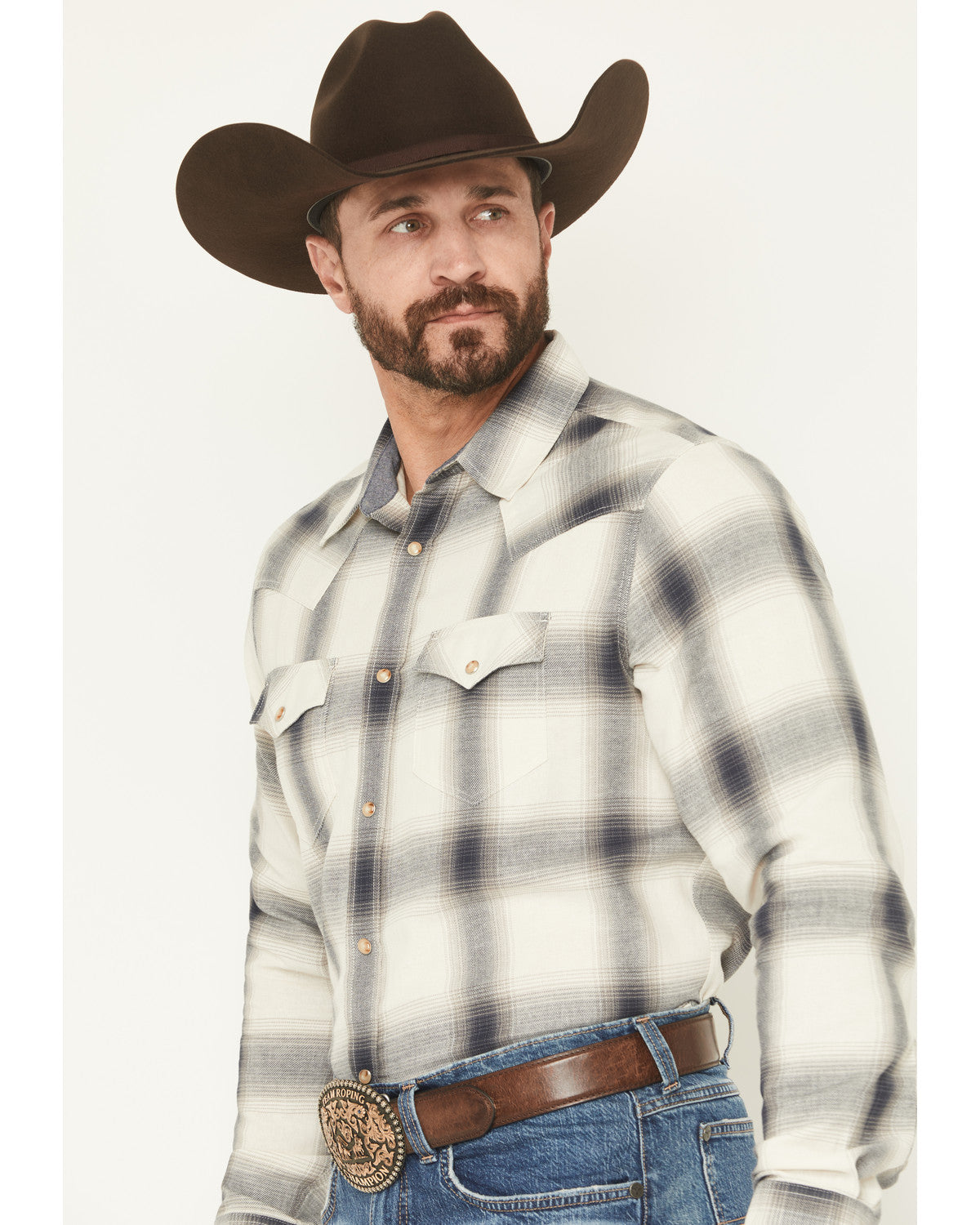 Men's Ruddiman Plaid Print Long Sleeve Snap Western Shirt -