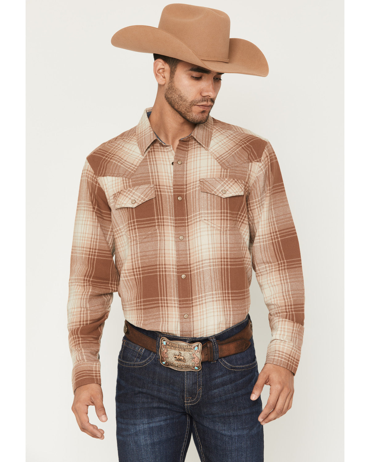 Men's Smoke Mountain Plaid Print Long Sleeve Snap Flannel S