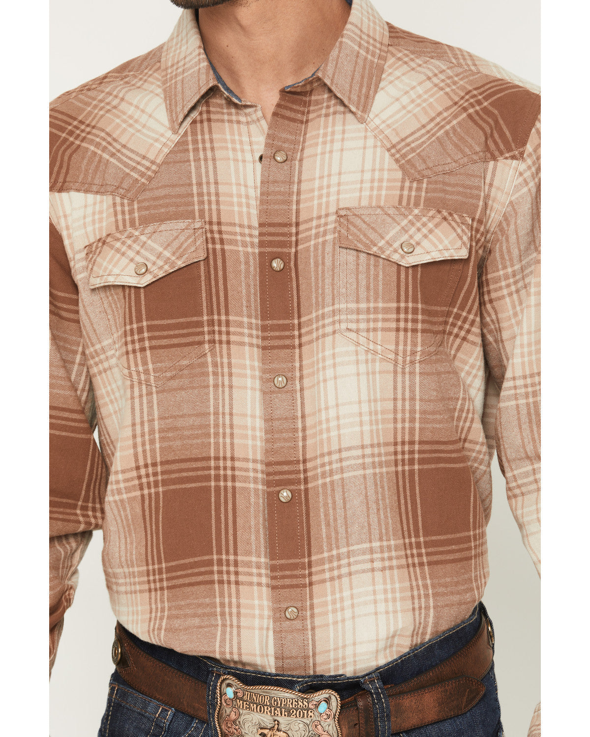 Men's Smoke Mountain Plaid Print Long Sleeve Snap Flannel S