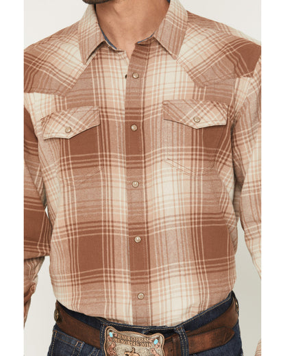Men's Smoke Mountain Plaid Print Long Sleeve Snap Flannel S