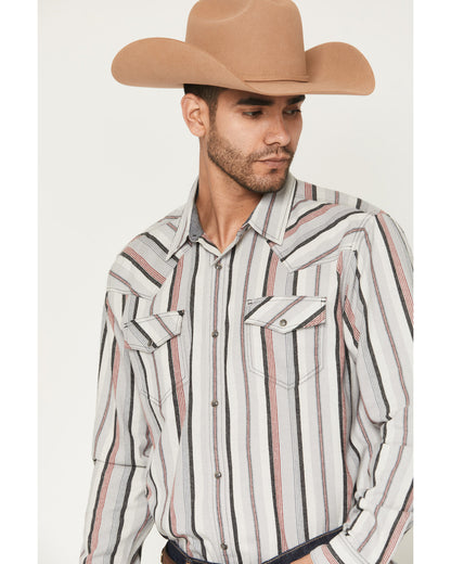 Men's Saddle Ridge Striped Print Long Sleeve Snap Western S