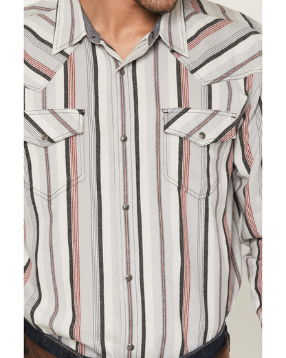 Men's Saddle Ridge Striped Print Long Sleeve Snap Western S