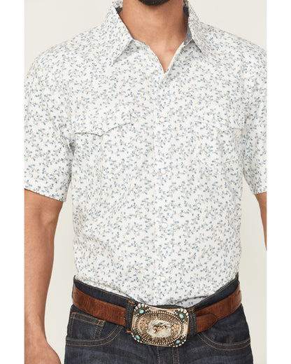 Rodeo Drive Floral Print Short Sleeve Snap Western Shirt -