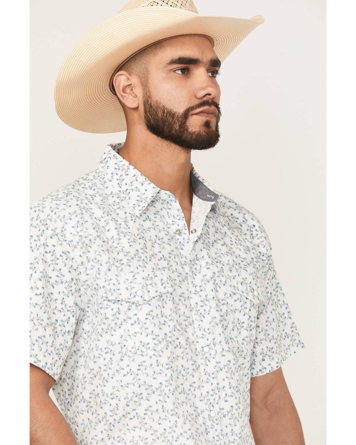 Rodeo Drive Floral Print Short Sleeve Snap Western Shirt