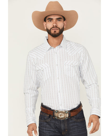 Men's Wild West Striped Long Sleeve Snap Western Shirt