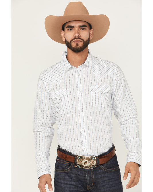 Men's Wild West Striped Long Sleeve Snap Western Shirt