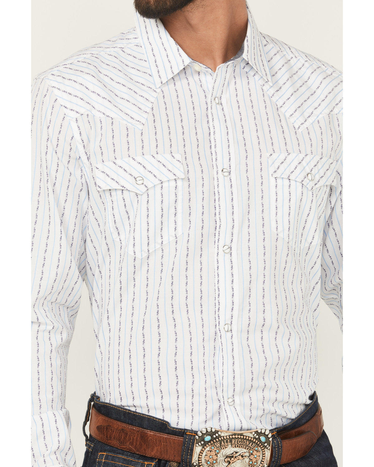 Men's Wild West Striped Long Sleeve Snap Western Shirt