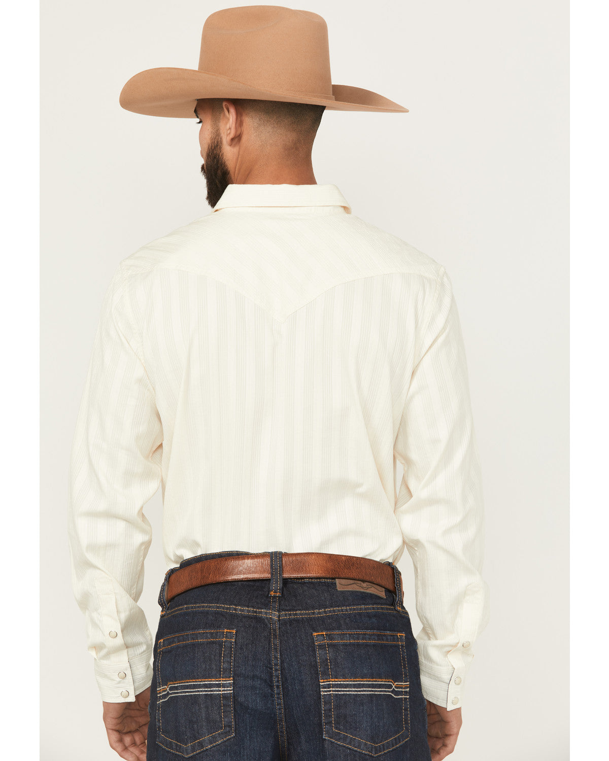 Men's Rustic Range Tonal Striped Long Sleeve Snap Western S