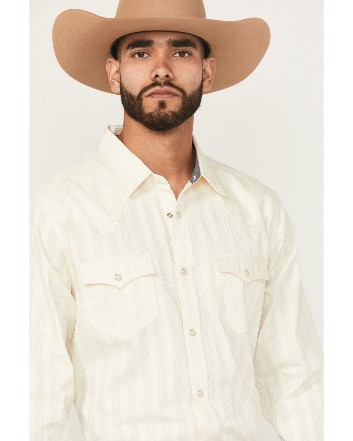 Men's Rustic Range Tonal Striped Long Sleeve Snap Western S