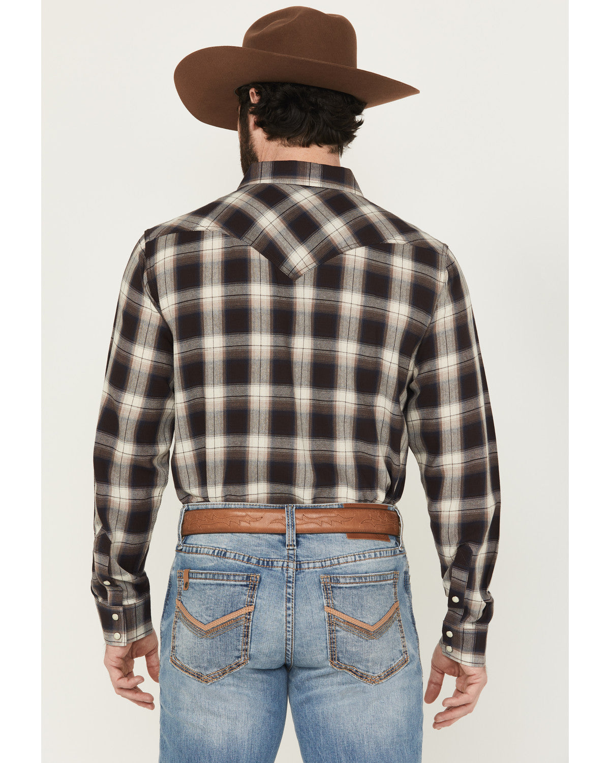 Men's Cowboy Code Plaid Print Long Sleeve Snap Western Shir