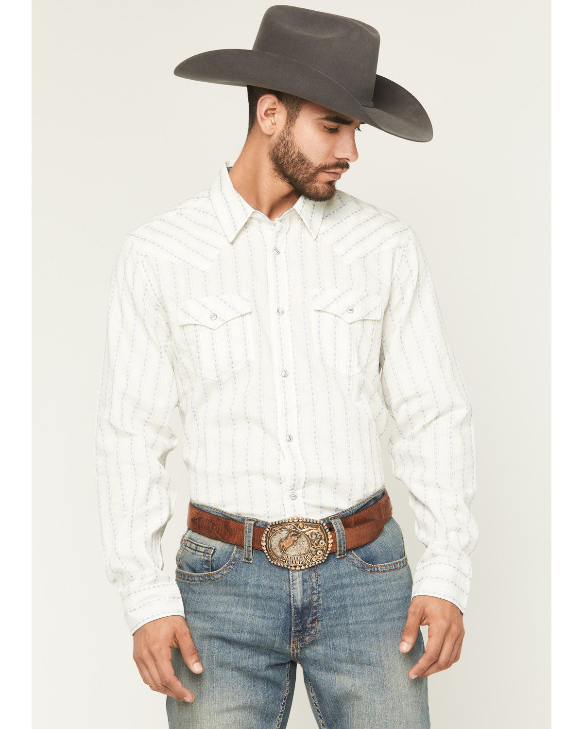 Men's Wyatt Stripe Print Long Sleeve Snap Western Shirt