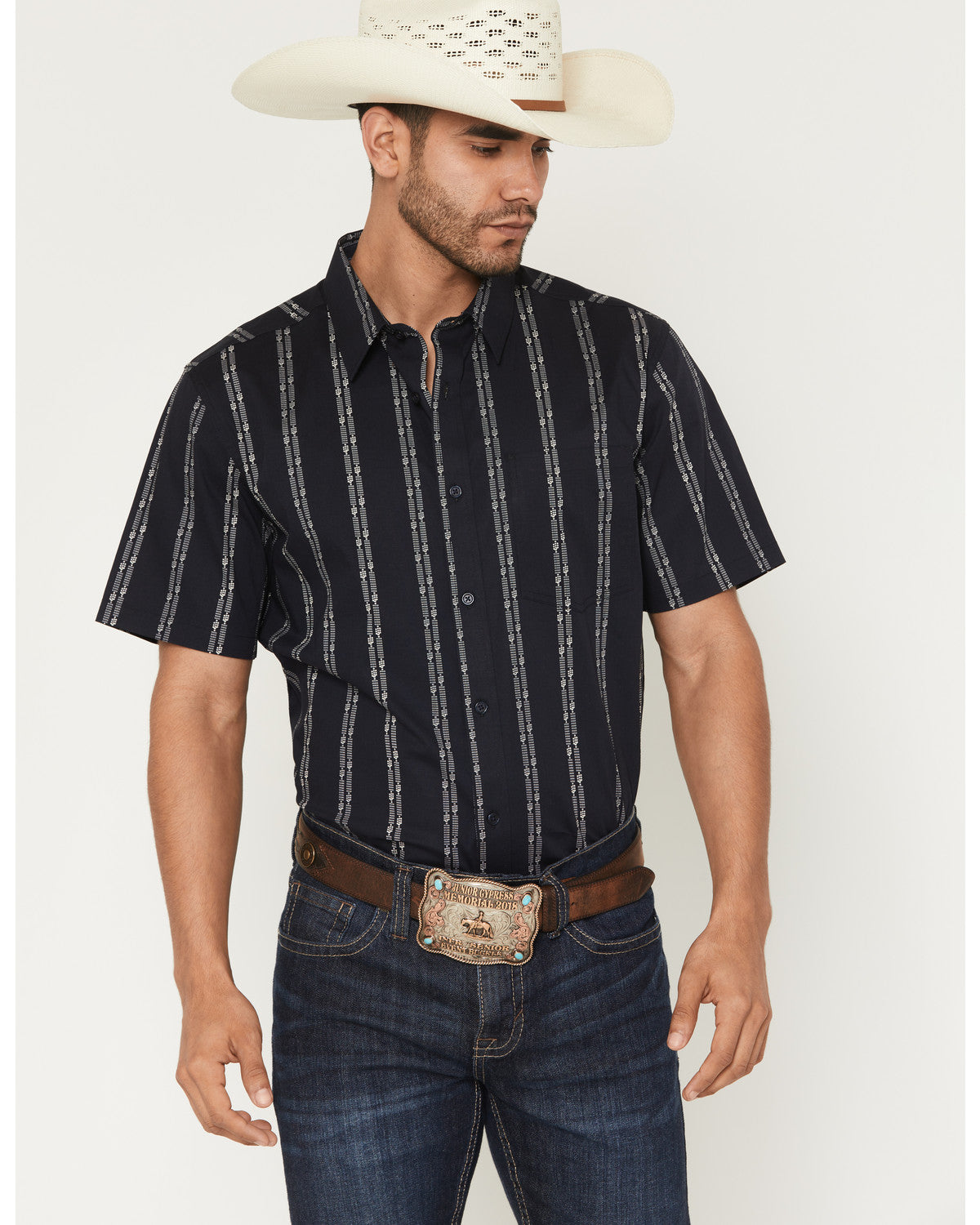 Men's Colorado Ridge Striped Short Sleeve Button-Down Stret