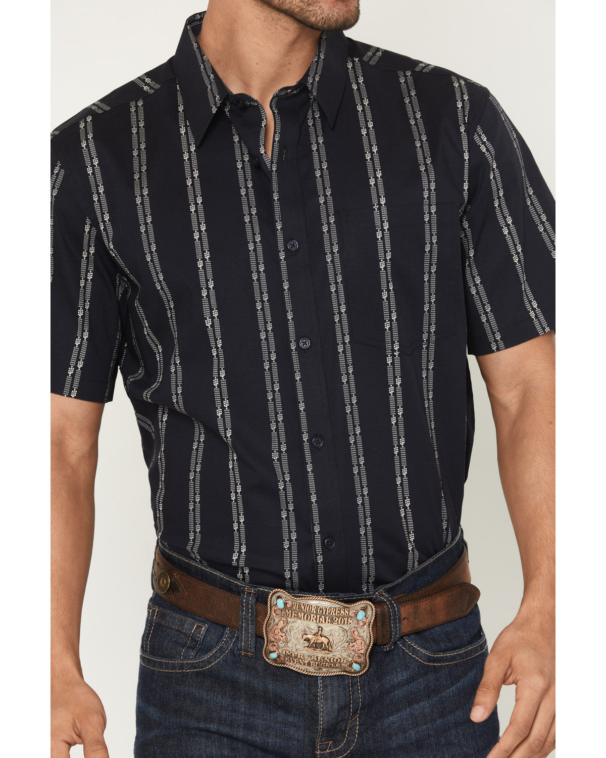 Men's Colorado Ridge Striped Short Sleeve Button-Down Stret