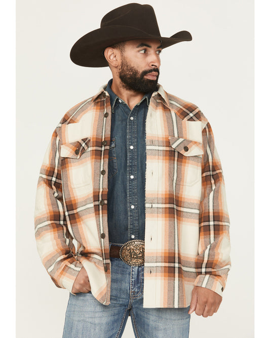 Men's Grant Plaid Print Long Sleeve Sherpa Lined Button-Dow