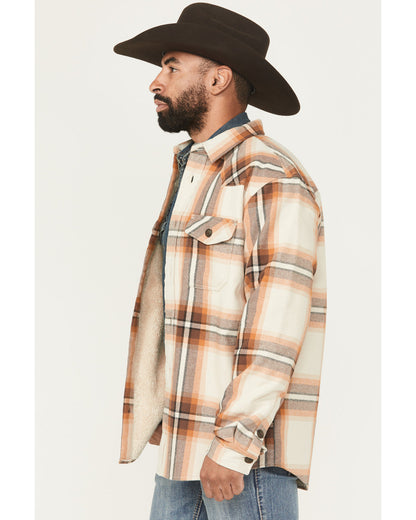 Men's Grant Plaid Print Long Sleeve Sherpa Lined Button-Dow