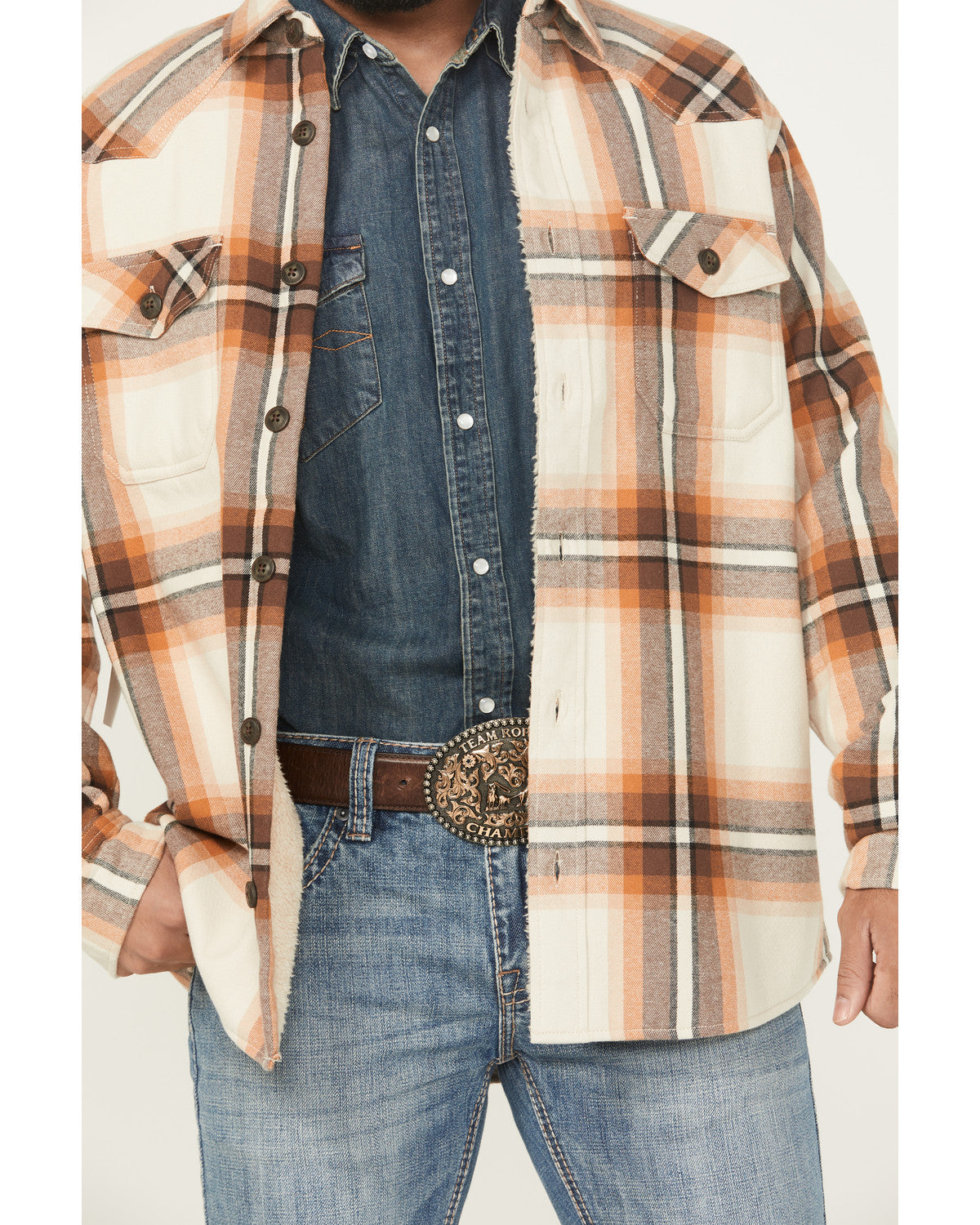 Men's Grant Plaid Print Long Sleeve Sherpa Lined Button-Dow