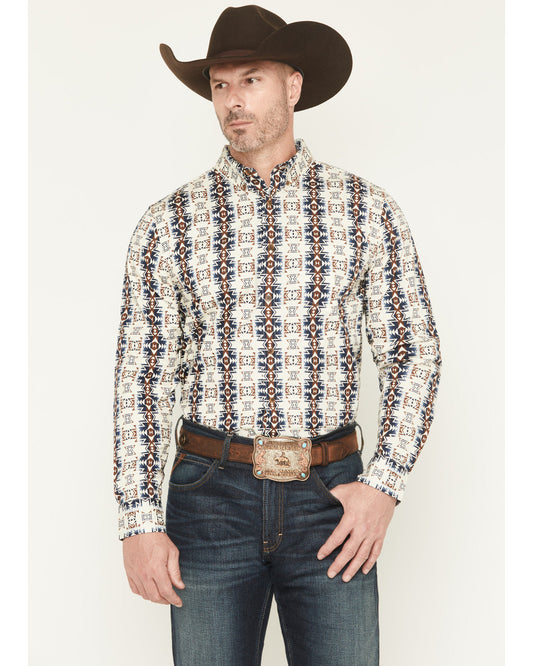 Men's Wild Prairie Southwestern Print Long Sleeve Button-Do