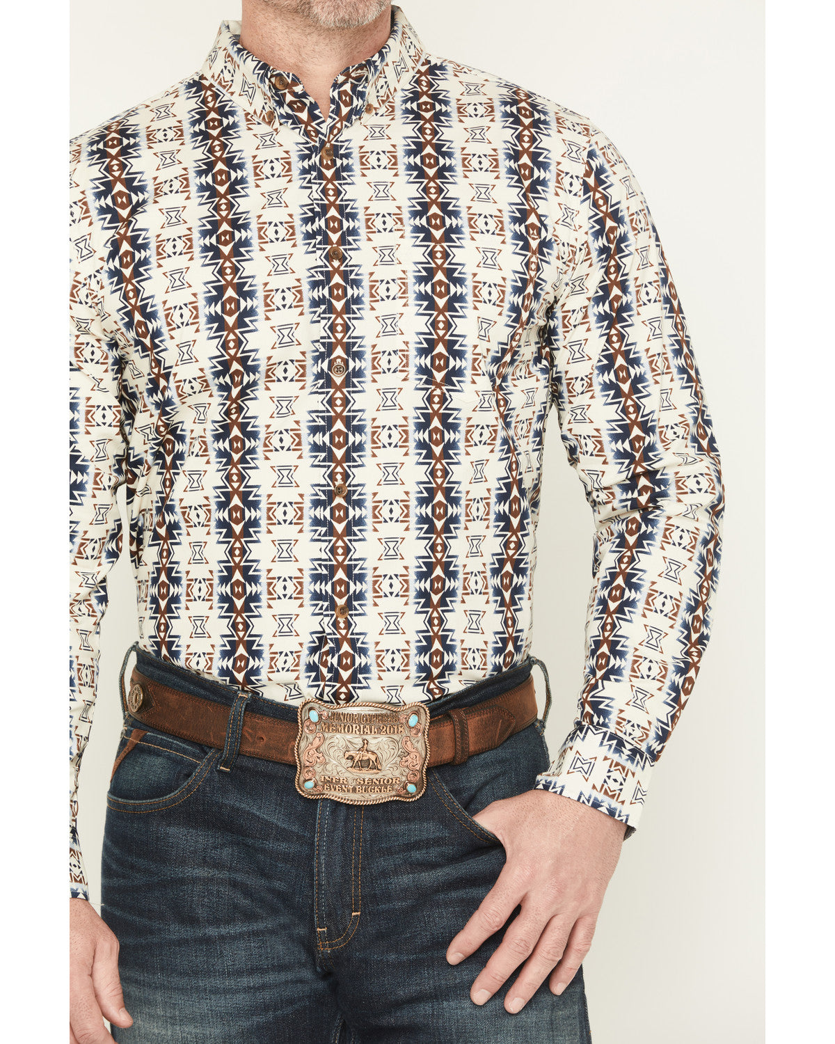 Men's Wild Prairie Southwestern Print Long Sleeve Button-Do