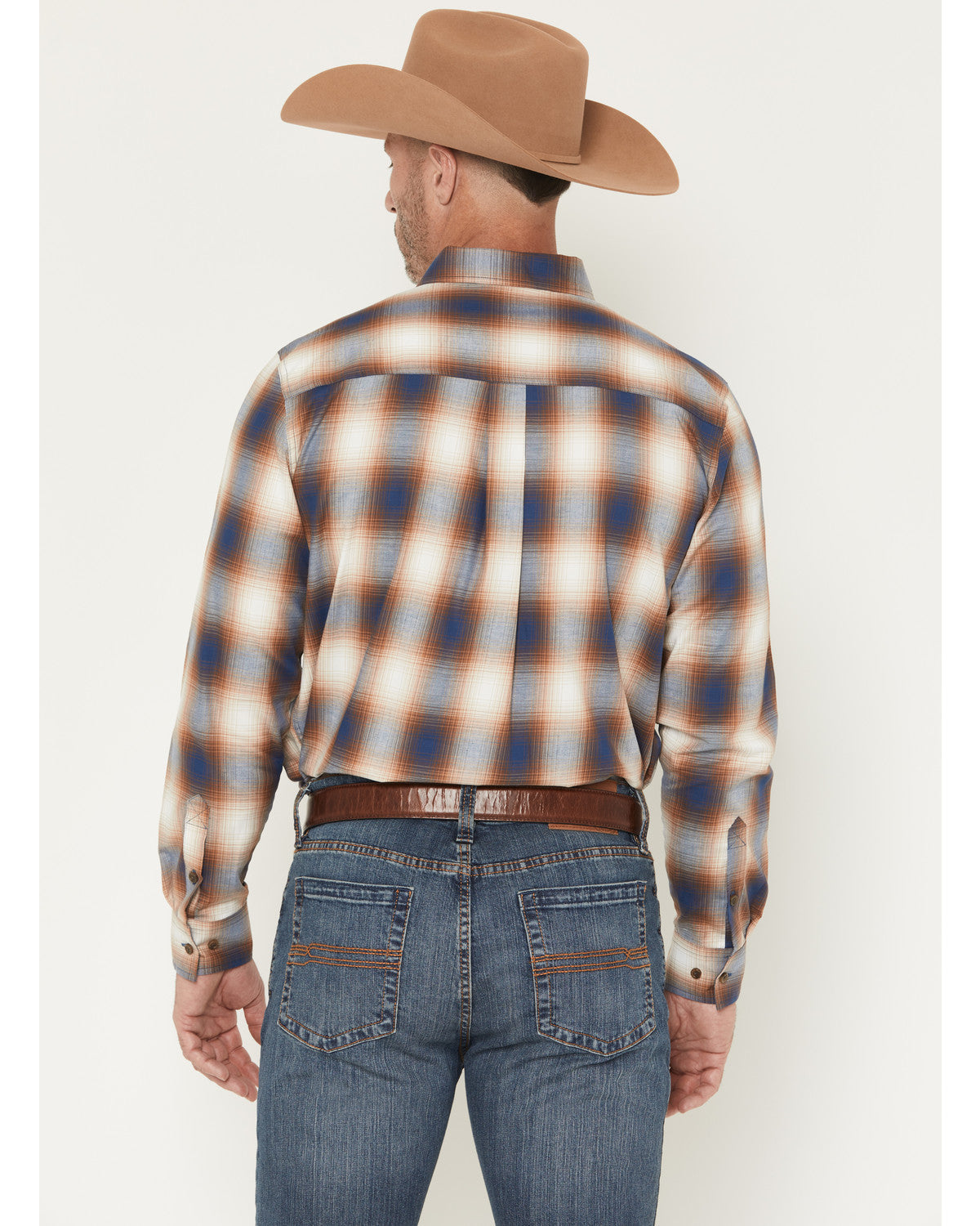 Men's Warner Plaid Print Long Sleeve Button-Down Stretch We