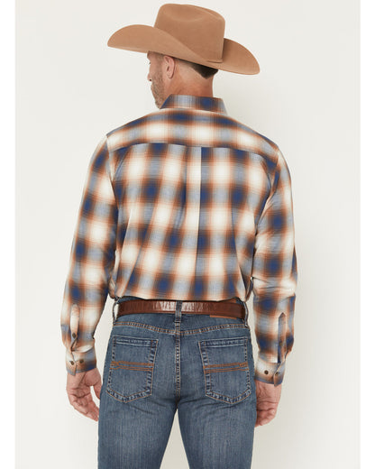 Men's Warner Plaid Print Long Sleeve Button-Down Stretch We
