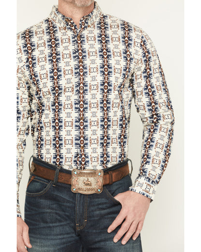 Men's Wild Prairie Southwestern Print Long Sleeve Button-Do