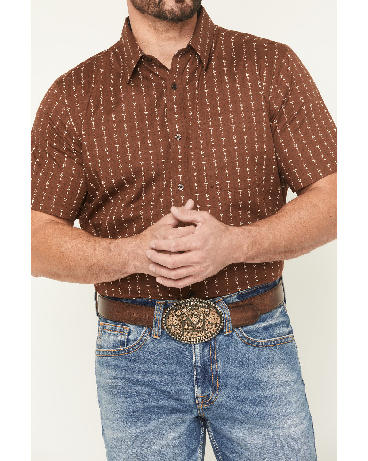 Men's Westward Floral Striped Short Sleeve Button-Down Stre