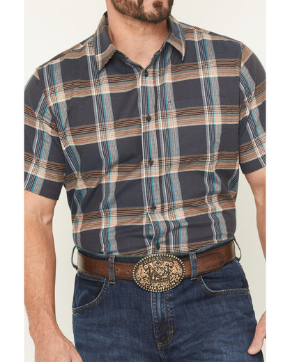 Men's High Plains Ranch Plaid Print Short Sleeve Button-Dow
