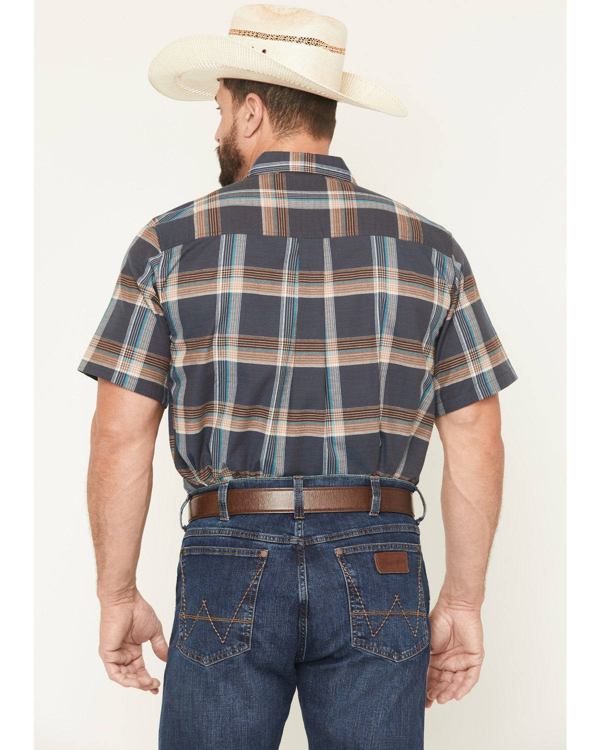 Men's High Plains Ranch Plaid Print Short Sleeve Button-Dow