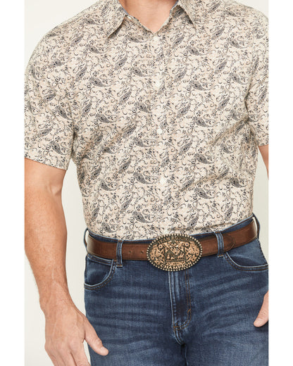 Men's Mustang Mode Paisley Print Short Sleeve Button-Down S