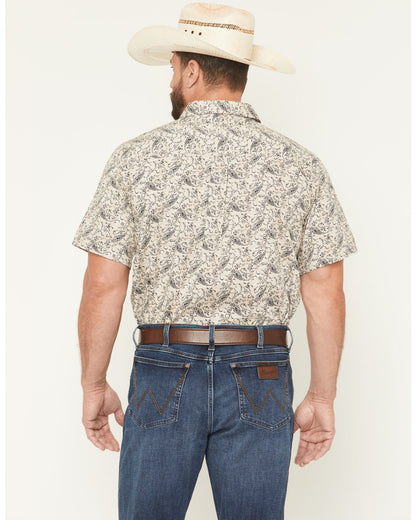 Men's Mustang Mode Paisley Print Short Sleeve Button-Down S
