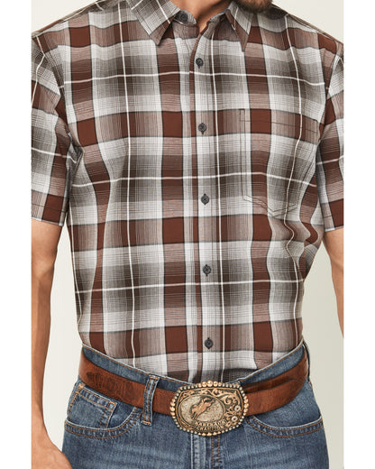 Men's Urban Rodeo Plaid Print Short Sleeve Button-Down West