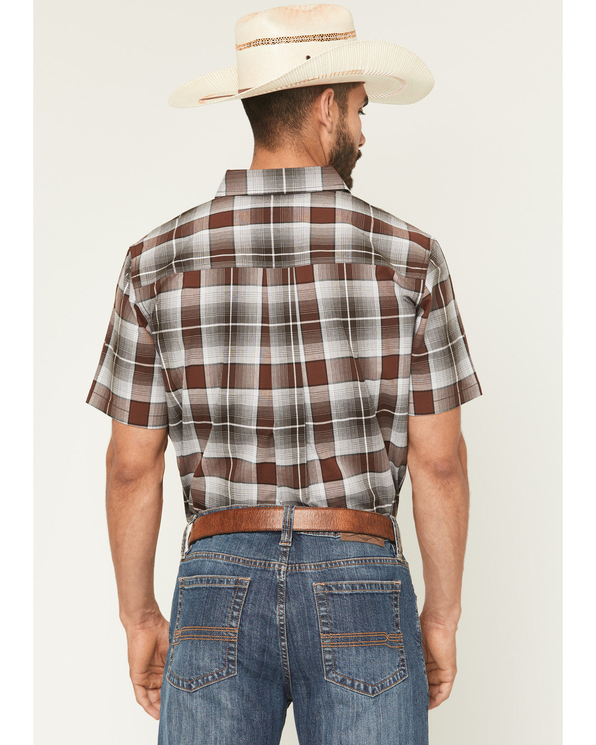 Men's Urban Rodeo Plaid Print Short Sleeve Button-Down West