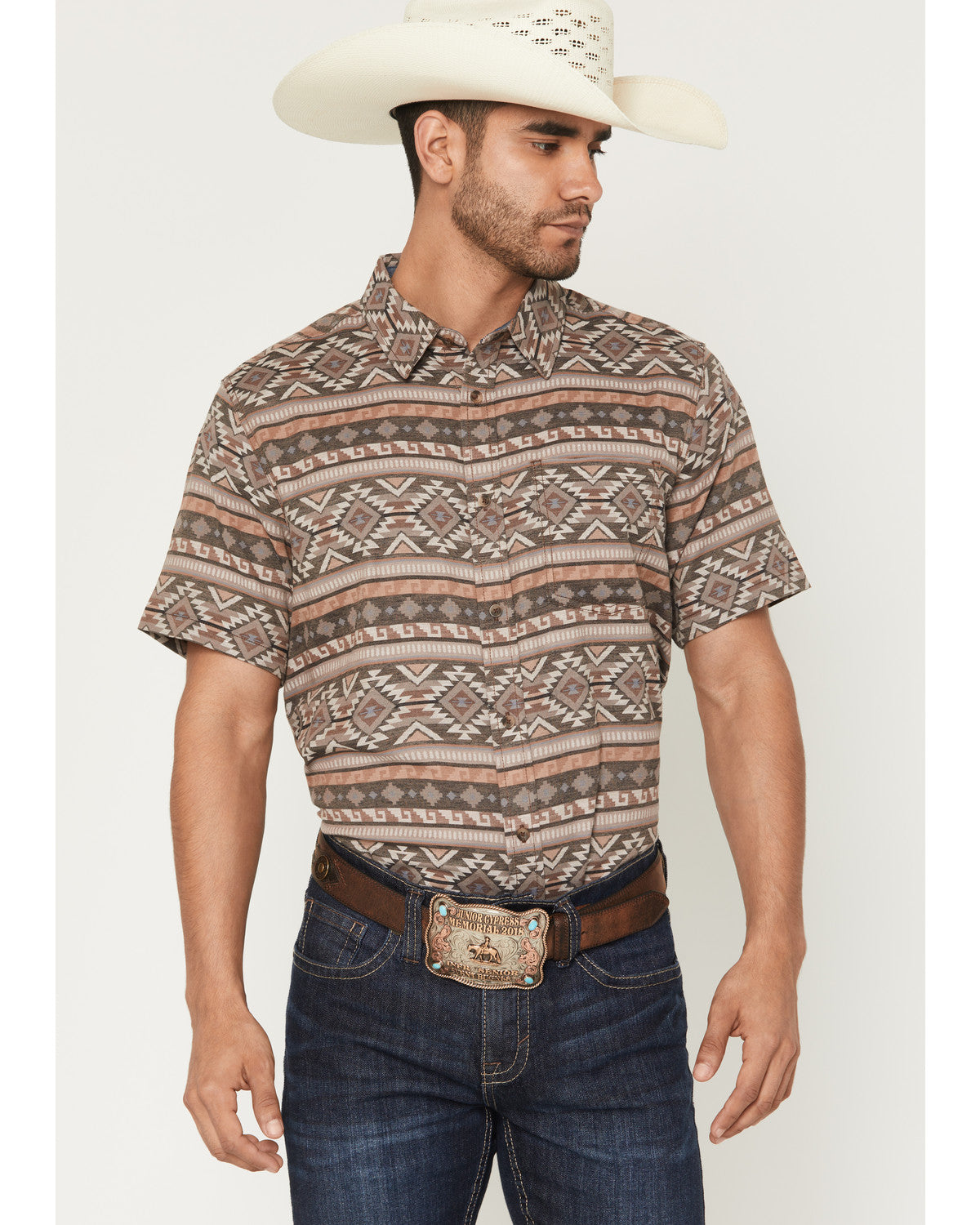 Men's Captain Southwestern Print Short Sleeve Button-Down S